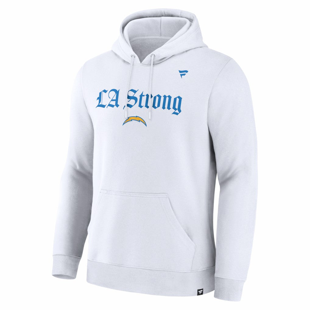 Los Angeles Chargers Unisex LA Strong Premium Fleece Pullover Hoodie - White Hoodies