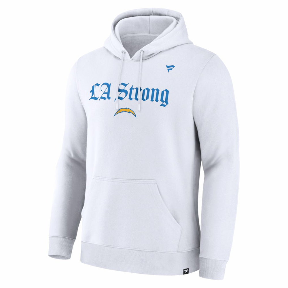 Los Angeles Chargers Unisex LA Strong Premium Fleece Pullover Hoodie - White Hoodies