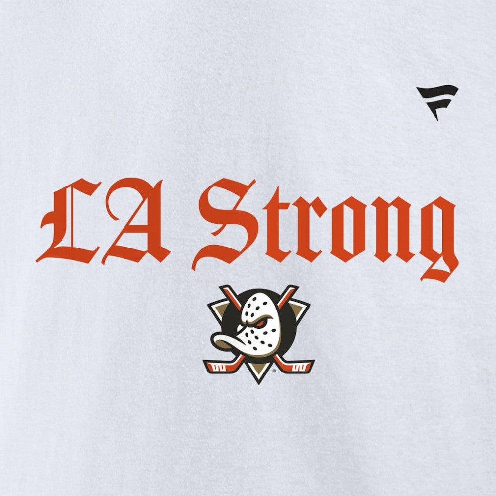 Anaheim Ducks Fanatics Unisex LA Strong Premium Fleece Pullover Hoodie - White | US 202757239