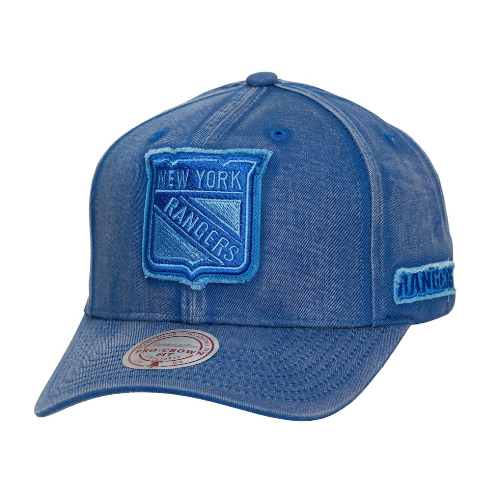 New York Rangers Mitchell & Ness Downtown Snow Wash Pro-Crown Adjustable Hat - Blue | US 202757456
