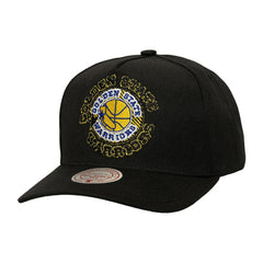 Golden State Warriors Tilted Pro Pinch Adjustable Hat Black - Mitchell & Ness