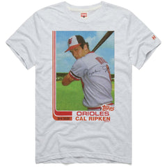 Cal Ripken Jr. Baltimore Orioles Homage 1982 Topps Baseball Card Player T-Shirt - Ash T-shirts