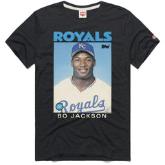 Bo Jackson Kansas City Royals Homage 1986 Topps Baseball Card Player T-Shirt - Charcoal T-shirts