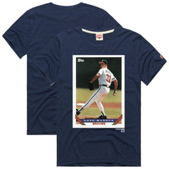 Greg Maddux Atlanta Braves Homage 1993 Topps Baseball Card Player T-Shirt - Navy T-shirts