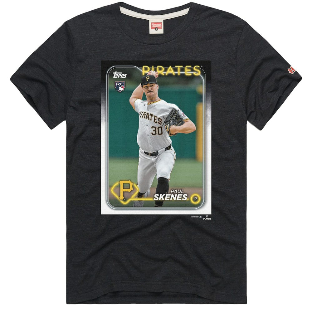Paul Skenes Pittsburgh Pirates Homage 2024 Topps Baseball Card Player Tri-Blend T-Shirt - Charcoal T-shirts