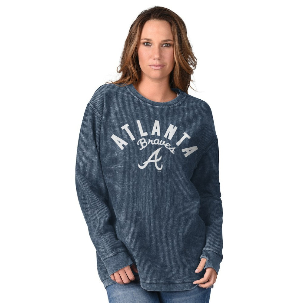 Atlanta Braves G-III 4Her by Carl Banks Women's Comfy Cord Pullover Sweatshirt - Navy Pullover