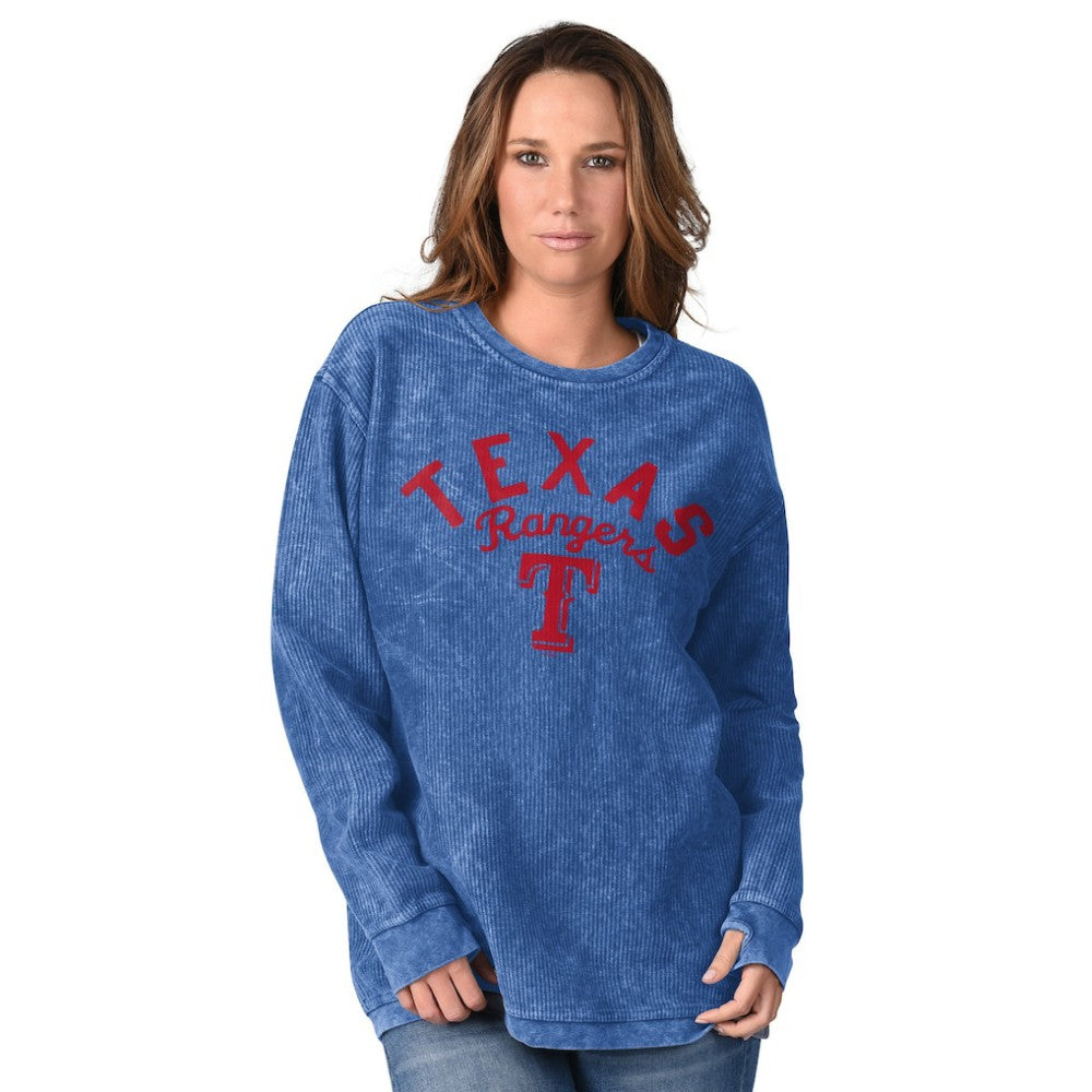 Texas Rangers G-III 4Her by Carl Banks Women's Comfy Cord Pullover Sweatshirt - Royal Pullover