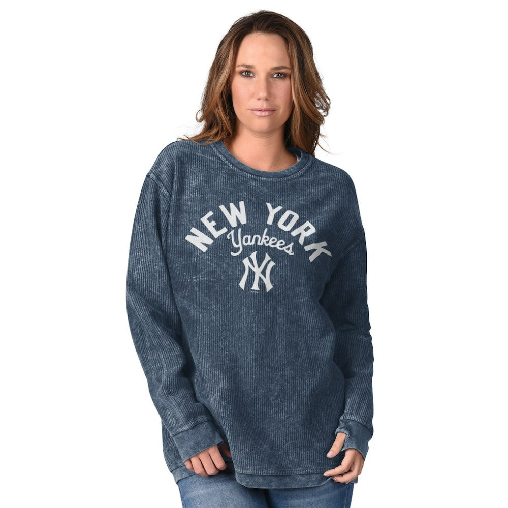 New York Yankees G-III 4Her by Carl Banks Women's Comfy Cord Pullover Sweatshirt - Navy Pullover