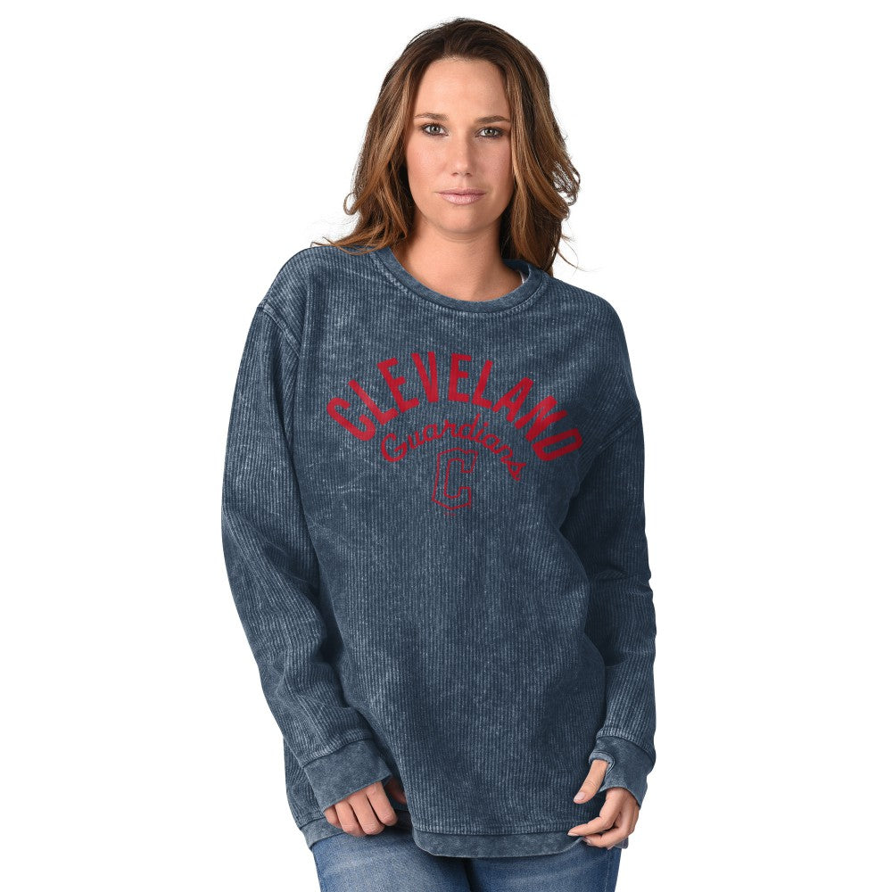 Cleveland Guardians G-III 4Her by Carl Banks Women's Comfy Cord Pullover Sweatshirt - Navy Pullover