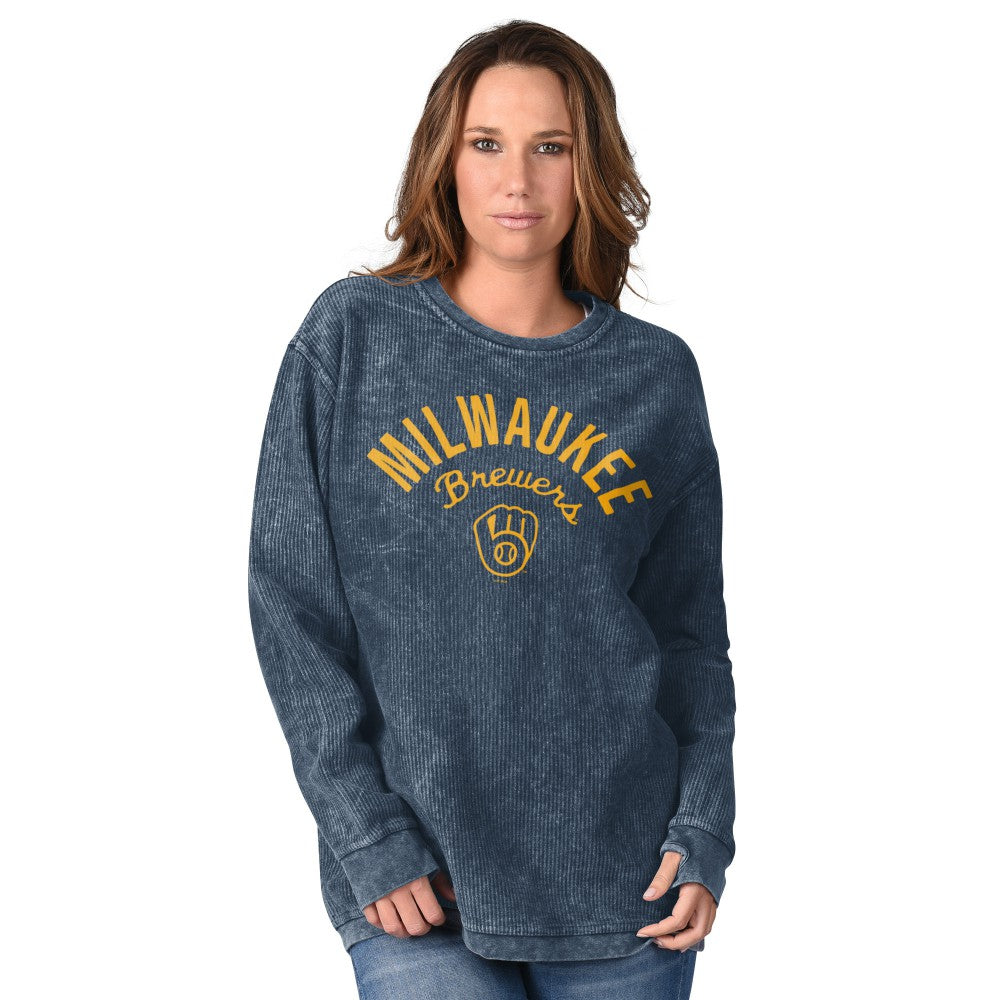 Milwaukee Brewers G-III 4Her by Carl Banks Women's Comfy Cord Pullover Sweatshirt - Navy Pullover