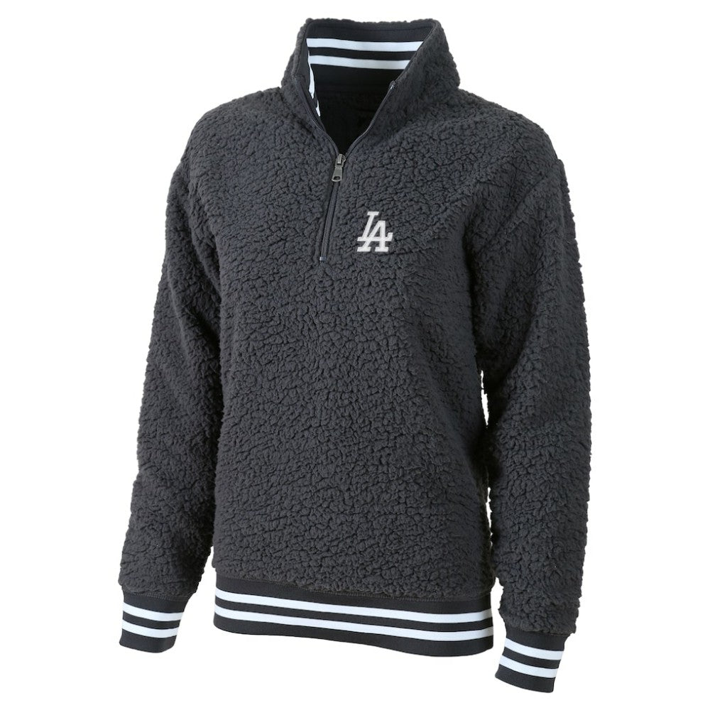 Los Angeles Dodgers G-III 4Her by Carl Banks Women's Play Action Sherpa Fleece Quarter-Zip Jacket - Gray Jackets