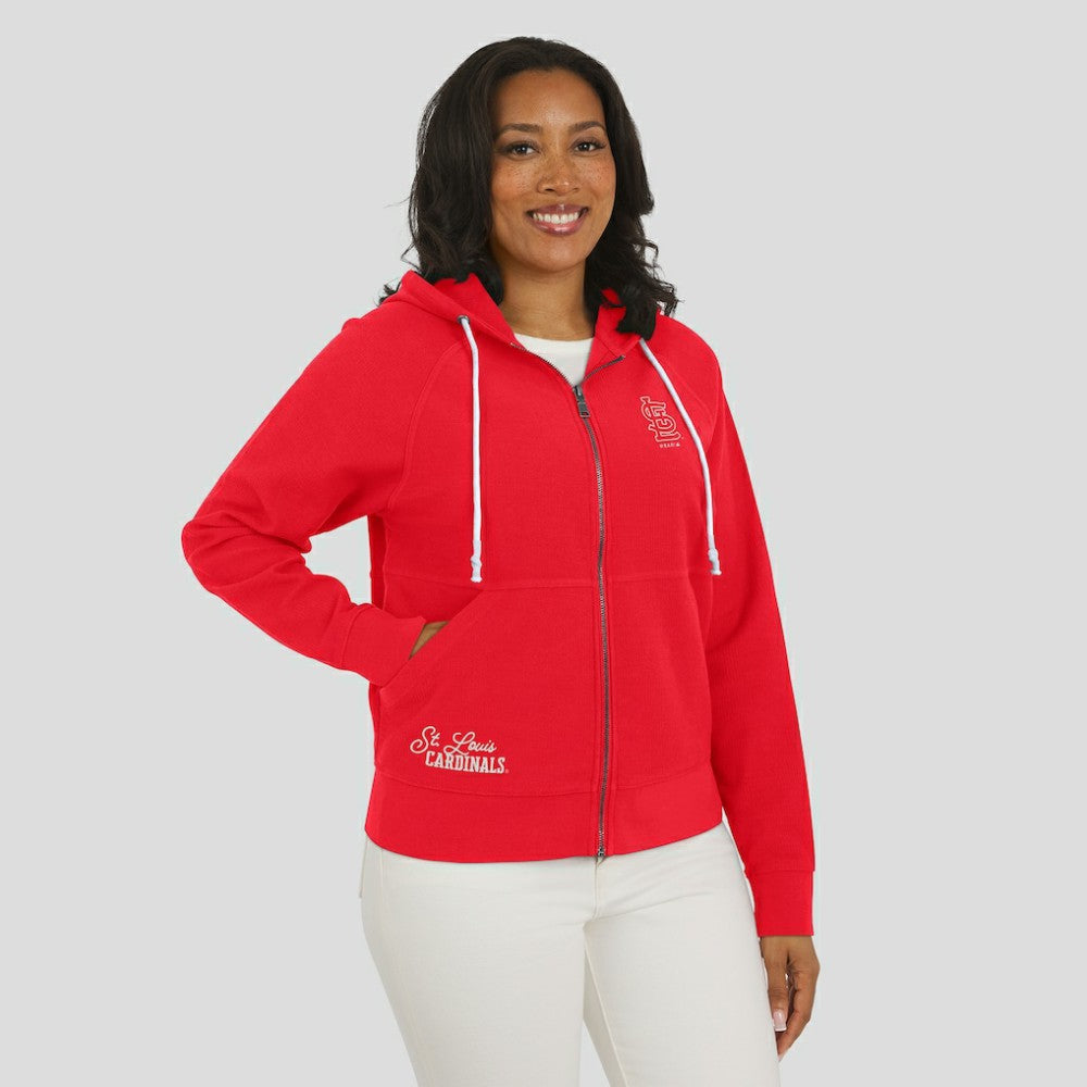 St. Louis Cardinals WEAR by Erin Andrews Women's Vintage Full-Zip Raglan Hoodie - Red Hoodies