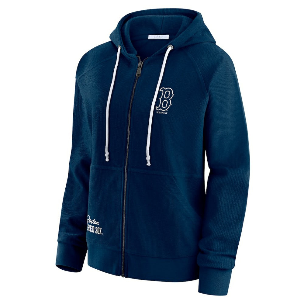 Boston Red Sox WEAR by Erin Andrews Women's Vintage Full-Zip Raglan Hoodie - Navy Hoodies
