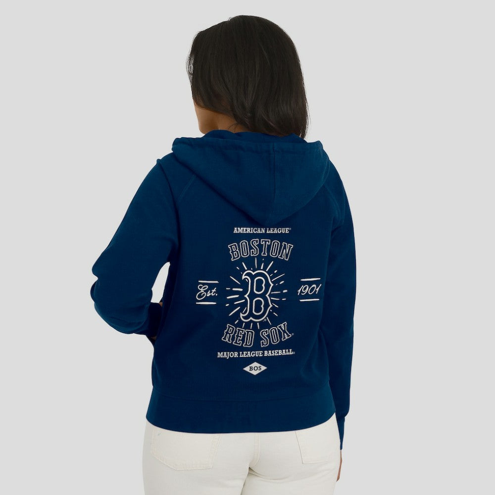 Boston Red Sox WEAR by Erin Andrews Women's Vintage Full-Zip Raglan Hoodie - Navy Hoodies