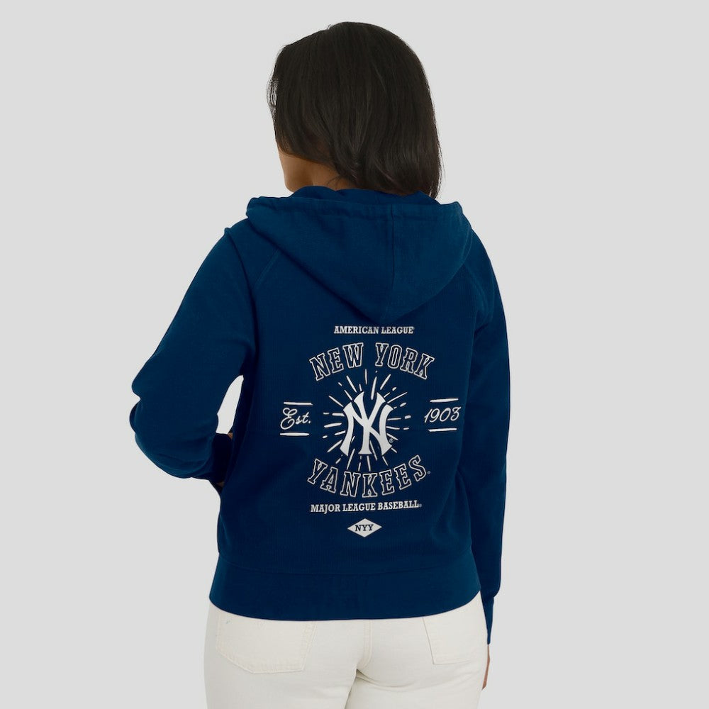 New York Yankees WEAR by Erin Andrews Women's Vintage Full-Zip Raglan Hoodie - Navy Hoodies