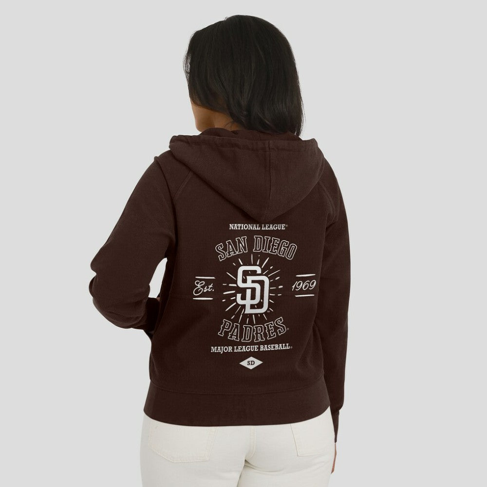 San Diego Padres WEAR by Erin Andrews Women's Vintage Full-Zip Raglan Hoodie - Brown Hoodies
