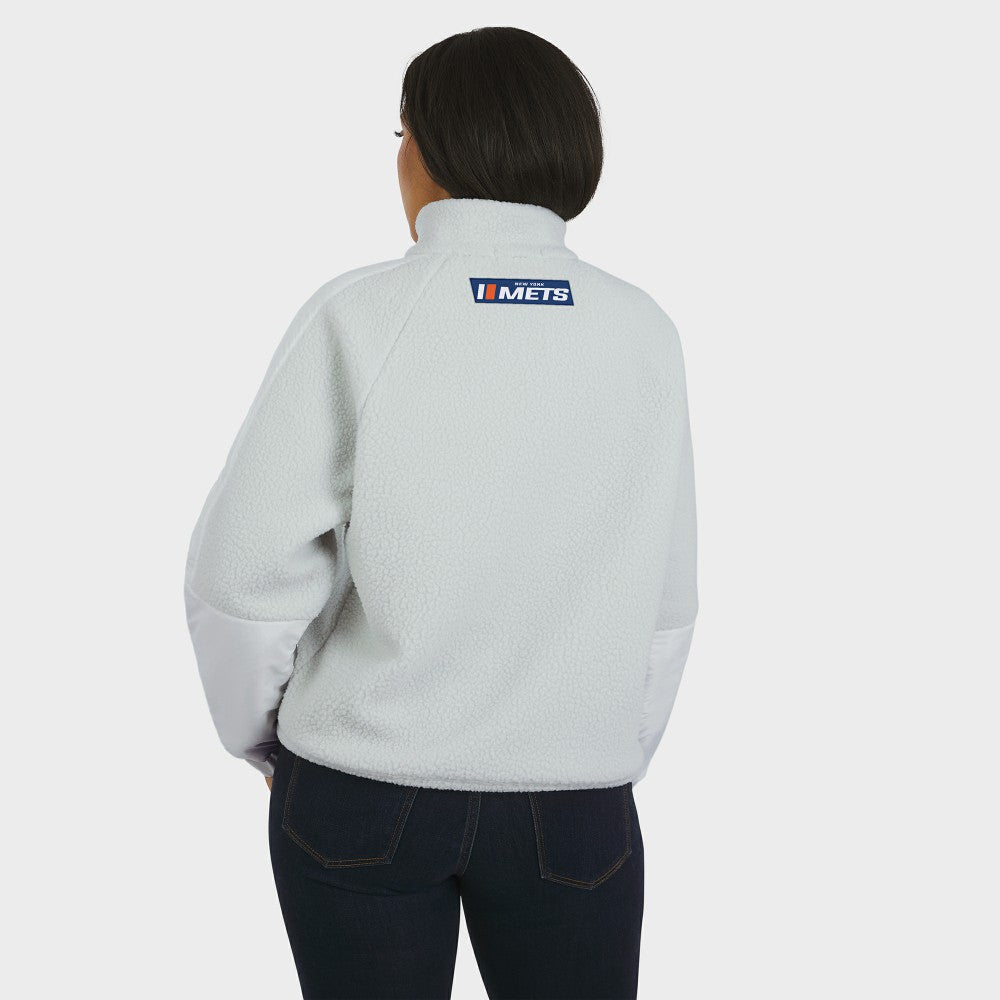New York Mets WEAR by Erin Andrews Women's Polar Fleece Quarter-Zip Jacket - Gray Jackets