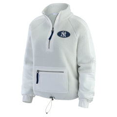 New York Yankees WEAR by Erin Andrews Women's Polar Fleece Quarter-Zip Jacket - Gray Jackets
