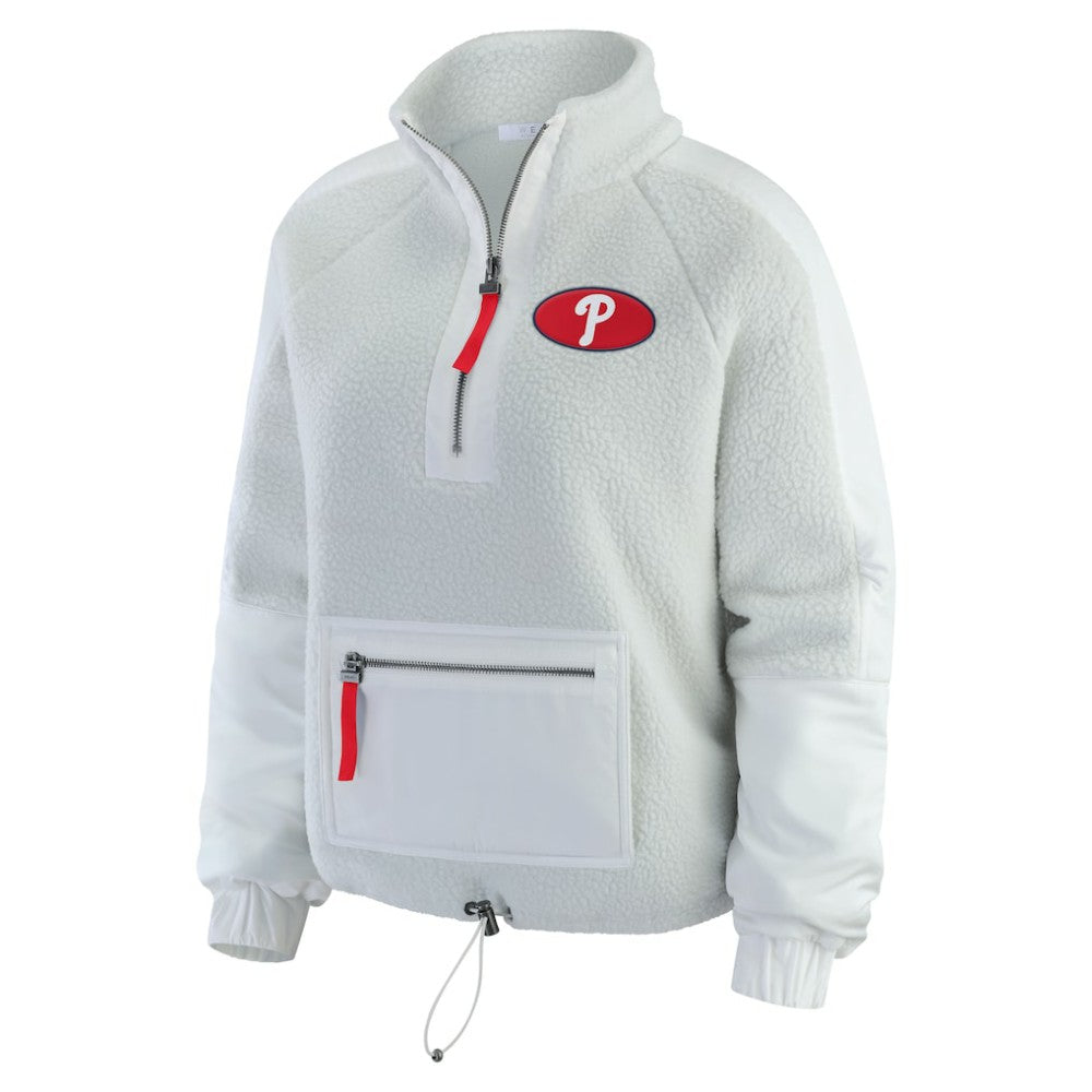 Philadelphia Phillies WEAR by Erin Andrews Women's Polar Fleece Quarter-Zip Jacket - Gray Jackets