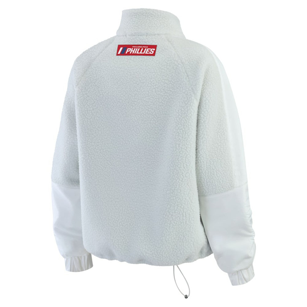 Philadelphia Phillies WEAR by Erin Andrews Women's Polar Fleece Quarter-Zip Jacket - Gray Jackets