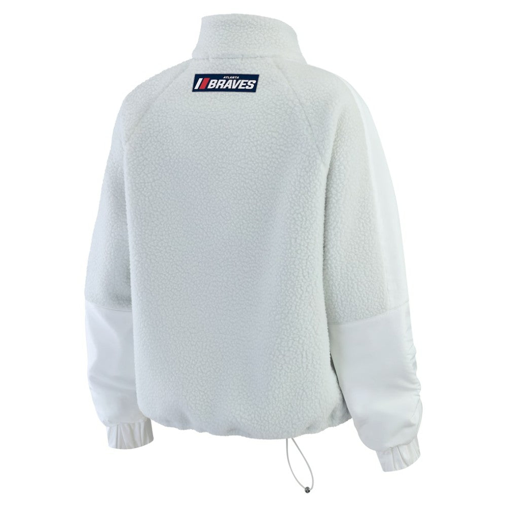 Atlanta Braves WEAR by Erin Andrews Women's Polar Fleece Quarter-Zip Jacket - Gray Jackets