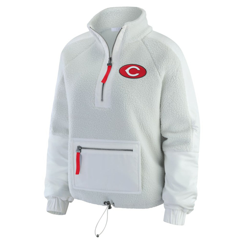 Cincinnati Reds WEAR by Erin Andrews Women's Polar Fleece Quarter-Zip Jacket - Gray Jackets