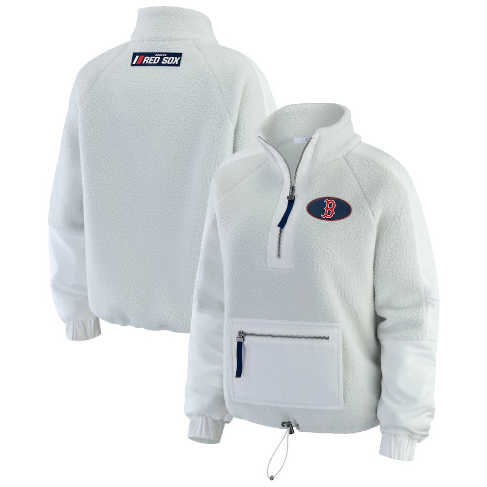 Boston Red Sox WEAR by Erin Andrews Women's Polar Fleece Quarter-Zip Jacket - Gray Jackets
