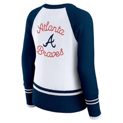 Atlanta Braves WEAR by Erin Andrews Women's Colorblock Raglan Sweater - White