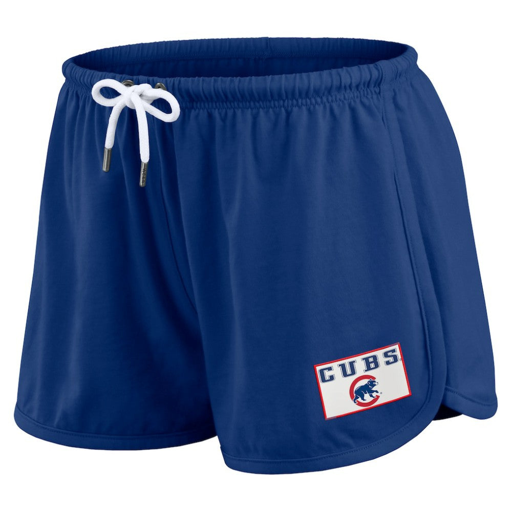 Chicago Cubs WEAR by Erin Andrews Women's Heavy Rugby Jersey Cropped Long Sleeve T-Shirt & Shorts Lounge Set - Royal Jerseys
