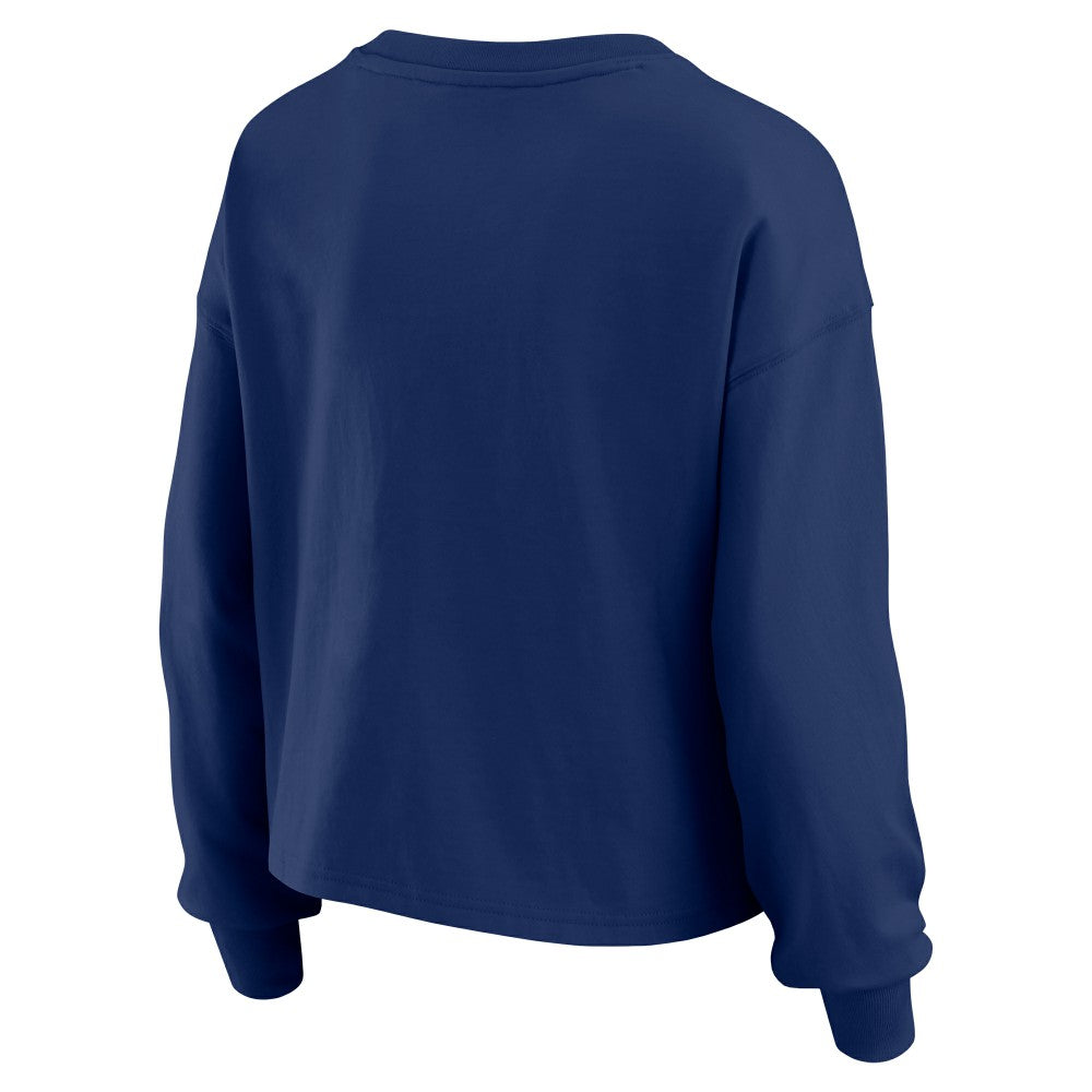 Cleveland Guardians WEAR by Erin Andrews Women's Heavy Rugby Jersey Cropped Long Sleeve T-Shirt & Shorts Lounge Set - Navy Jerseys