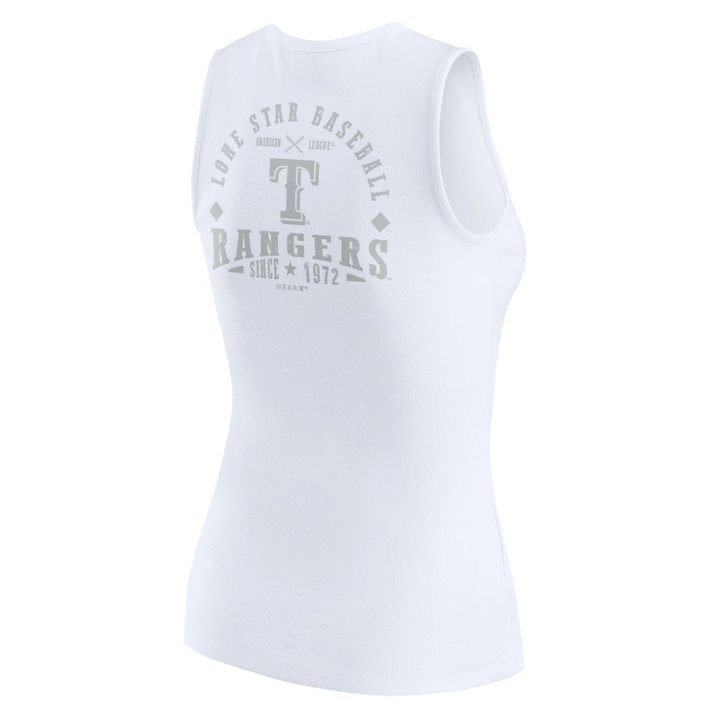 Texas Rangers WEAR by Erin Andrews Women's Rib-Knit Henley Tank Top - White Tanks