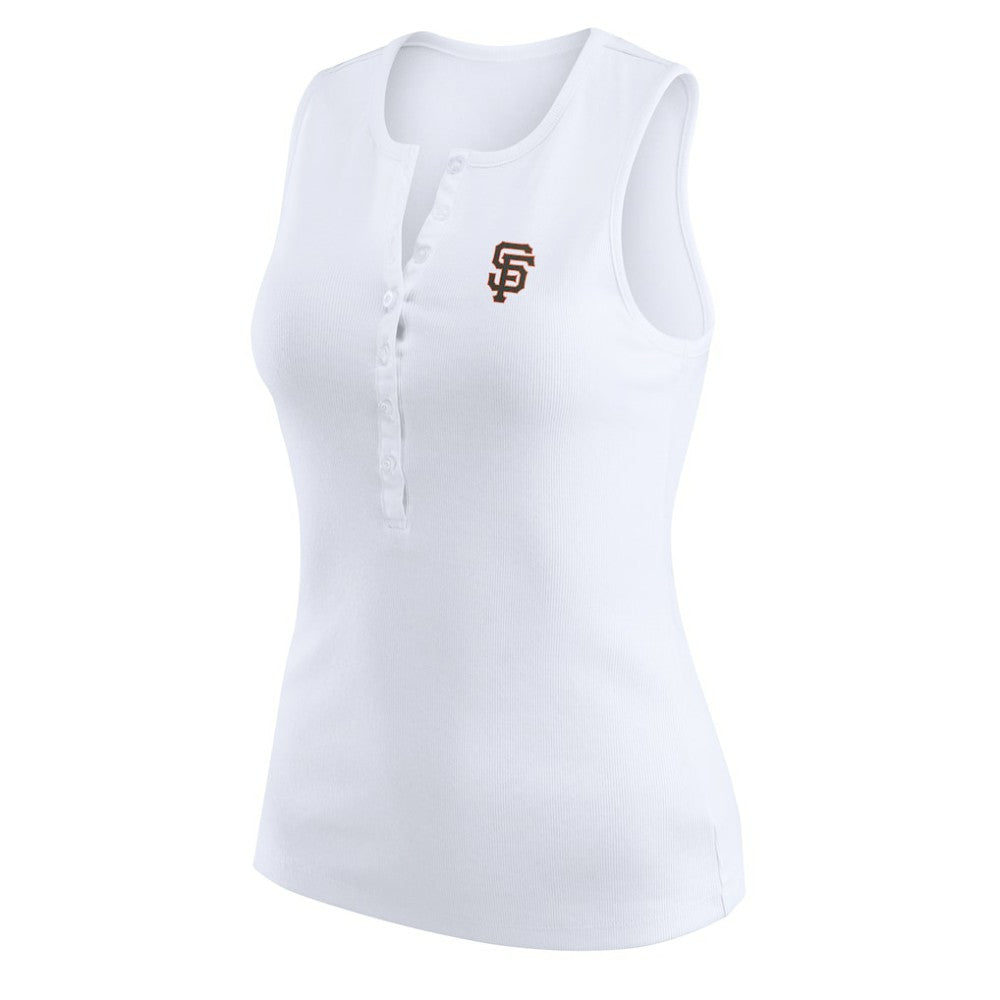 San Francisco Giants WEAR by Erin Andrews Women's Rib-Knit Henley Tank Top - White Tanks