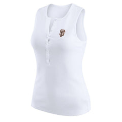 San Francisco Giants WEAR by Erin Andrews Women's Rib-Knit Henley Tank Top - White Tanks