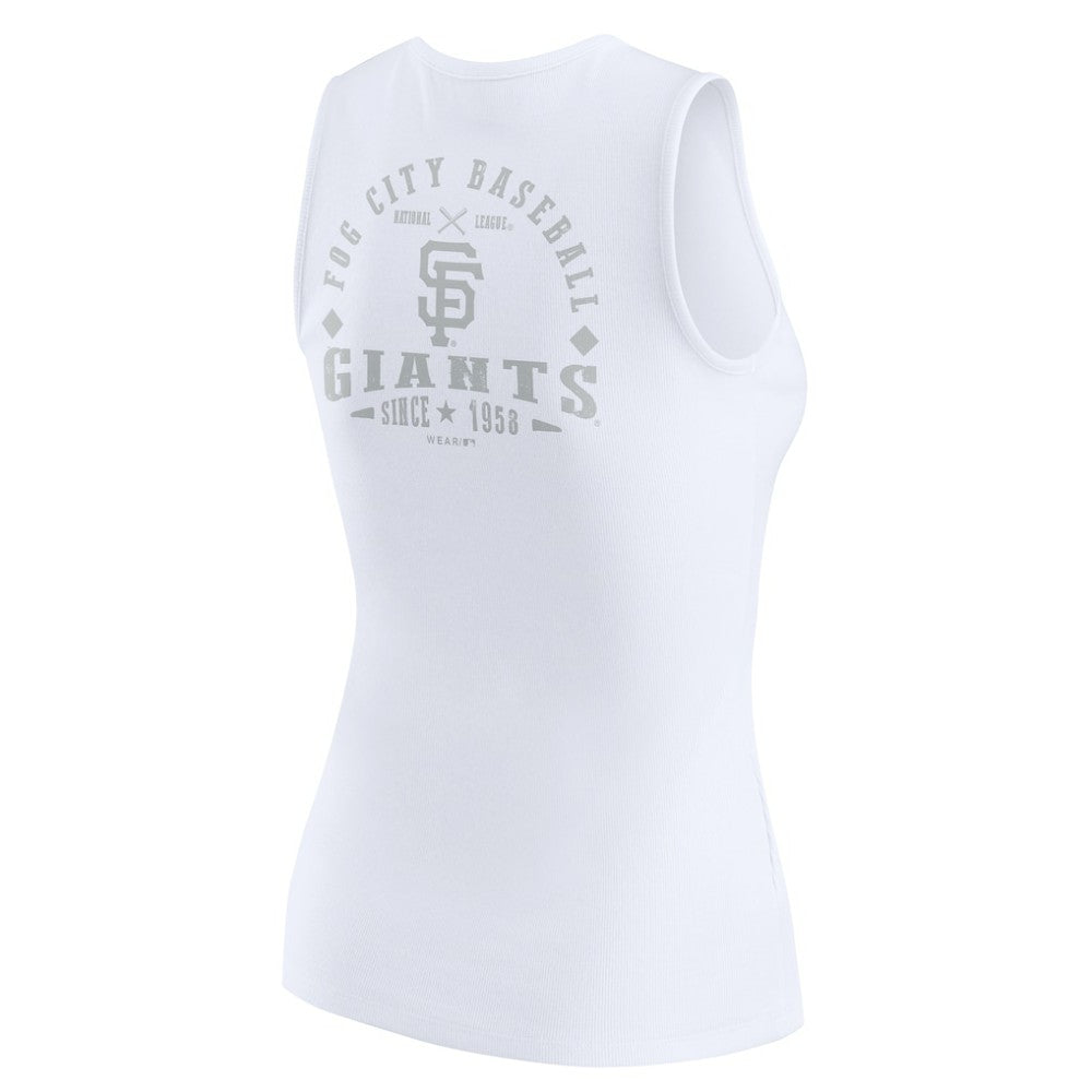 San Francisco Giants WEAR by Erin Andrews Women's Rib-Knit Henley Tank Top - White Tanks