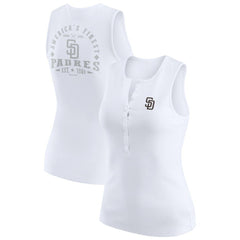 San Diego Padres WEAR by Erin Andrews Women's Rib-Knit Henley Tank Top - White Tanks