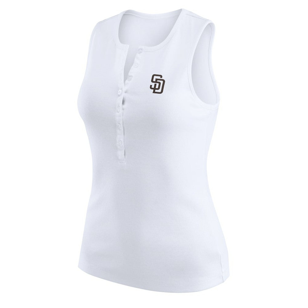 San Diego Padres WEAR by Erin Andrews Women's Rib-Knit Henley Tank Top - White Tanks