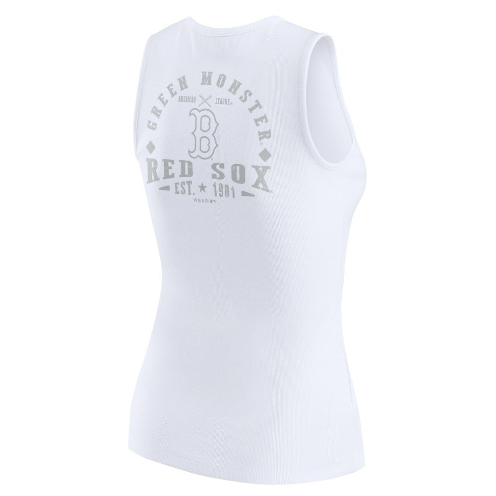 Boston Red Sox WEAR by Erin Andrews Women's Rib-Knit Henley Tank Top - White Tanks