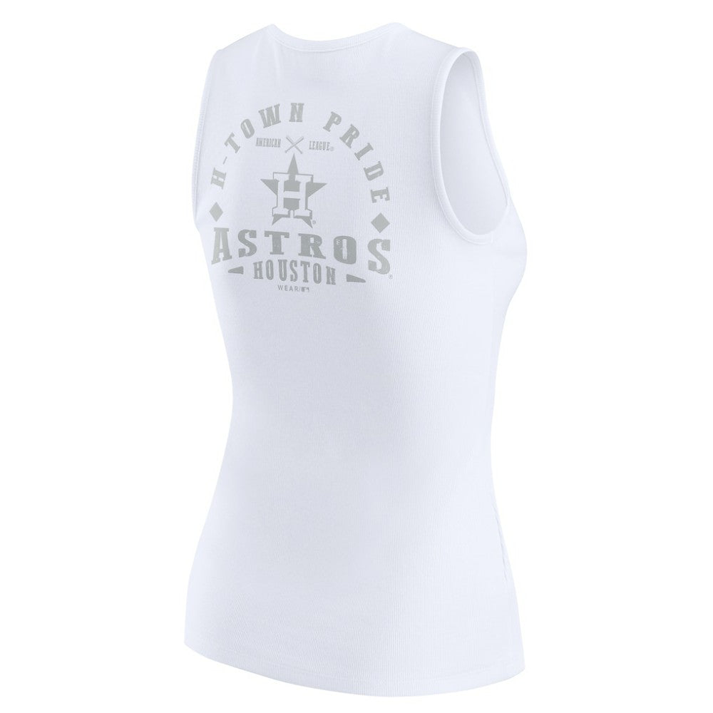 Houston Astros WEAR by Erin Andrews Women's Rib-Knit Henley Tank Top - White Tanks