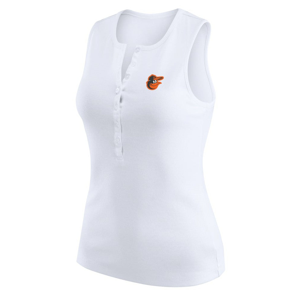 Baltimore Orioles WEAR by Erin Andrews Women's Rib-Knit Henley Tank Top - White Tanks