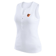 Baltimore Orioles WEAR by Erin Andrews Women's Rib-Knit Henley Tank Top - White Tanks