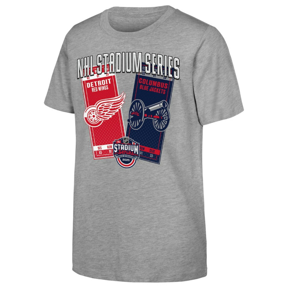 Youth 2025 NHL Stadium Series Columbus Blue Jackets vs. Detroit Red Wings Matchup T-Shirt - Heather Gray | US 202765272