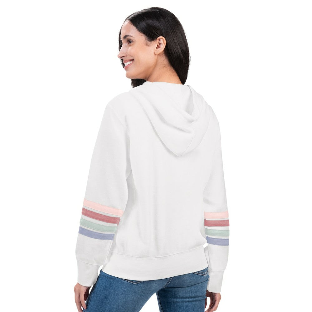 New York Yankees G-III 4Her by Carl Banks Women's Naamah Sleeve Stripe Fleece Full-Zip Hoodie - White Hoodies