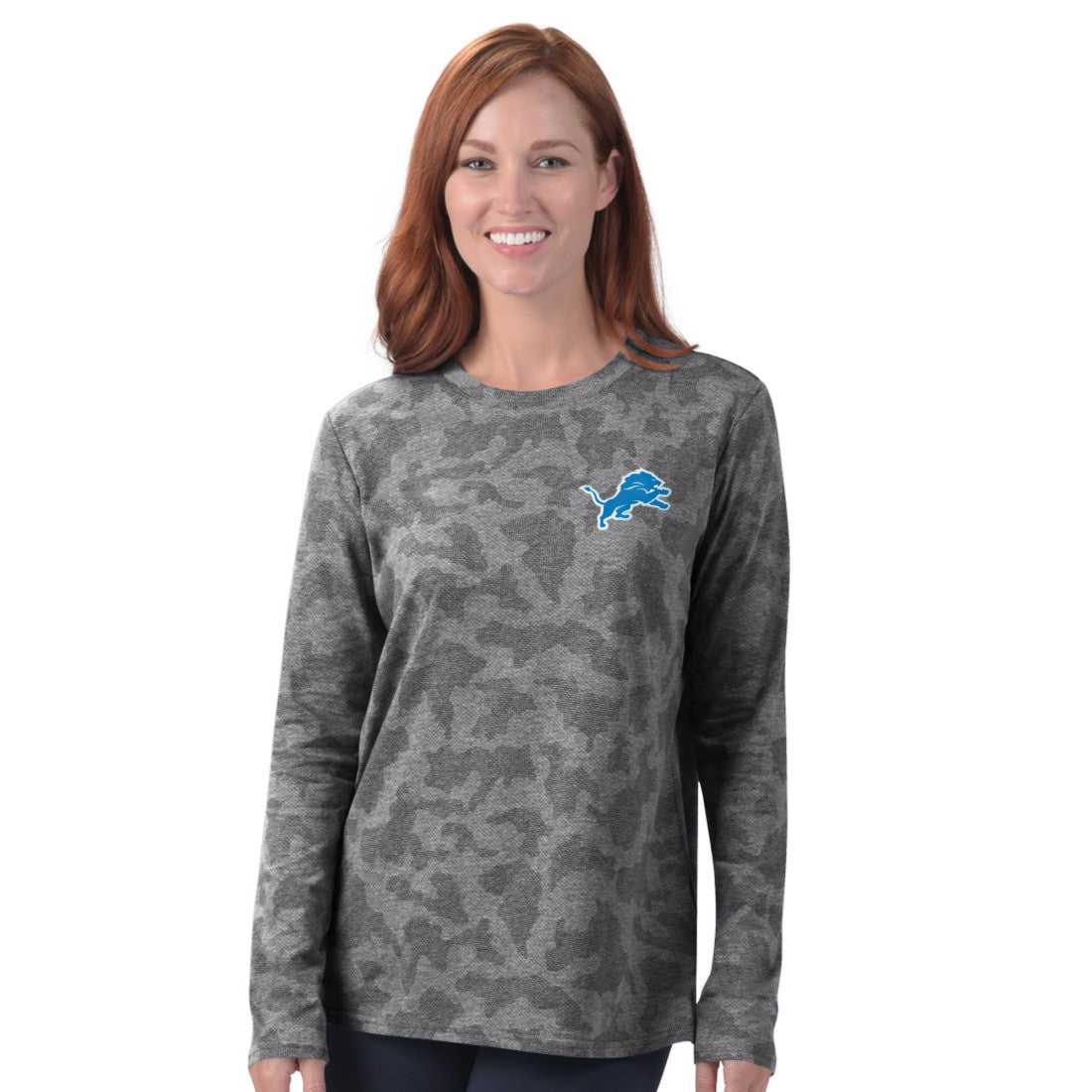 Detroit Lions MSX by Michael Strahan Women's Camo Performance Long Sleeve T-Shirt - Grey T-shirts