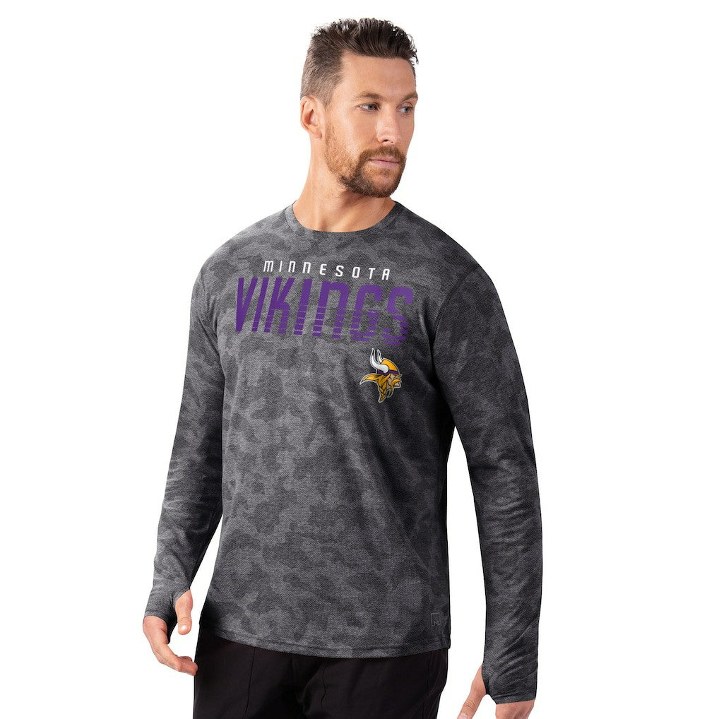 Minnesota Vikings MSX by Michael Strahan Performance Camo Long Sleeve T-Shirt - Black T-shirts