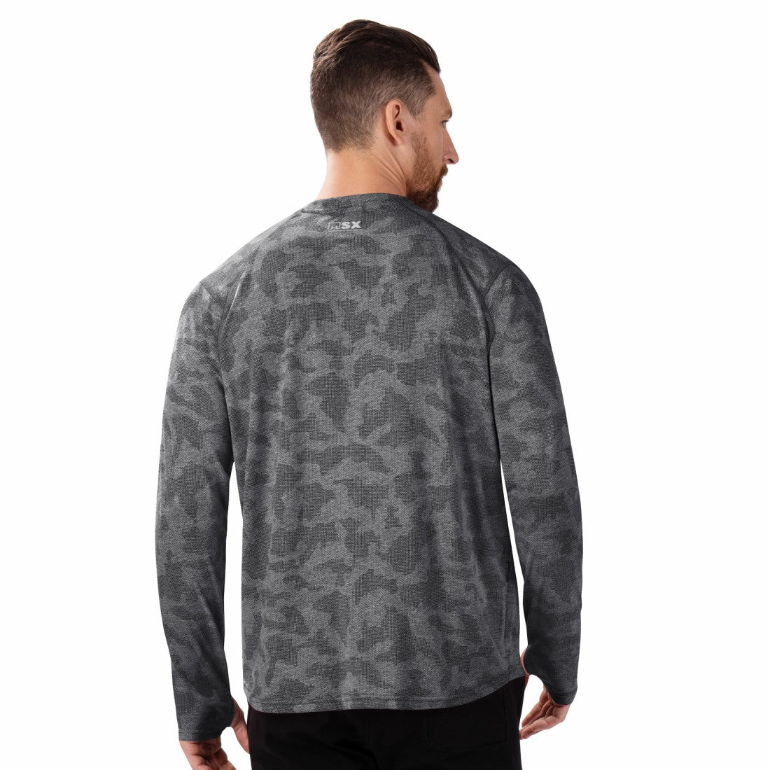 Detroit Lions MSX by Michael Strahan Performance Camo Long Sleeve T-Shirt - Black T-shirts
