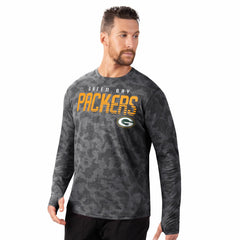Green Bay Packers MSX by Michael Strahan Performance Camo Long Sleeve T-Shirt - Black T-shirts