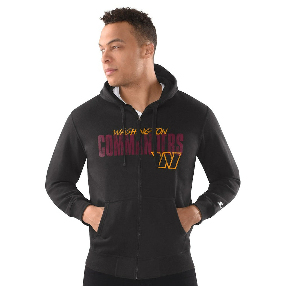 Washington Commanders Starter Distressed Classic Full-Zip Hoodie - Black Hoodies