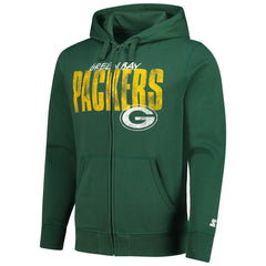 Green Bay Packers Starter Distressed Classic Full-Zip Hoodie - Green Hoodies