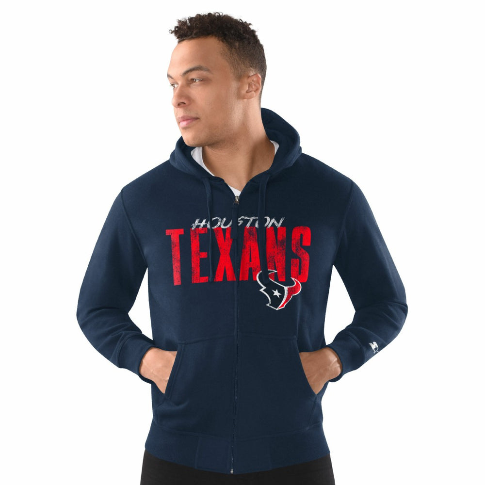Houston Texans Starter Distressed Classic Full-Zip Hoodie - Navy Hoodies