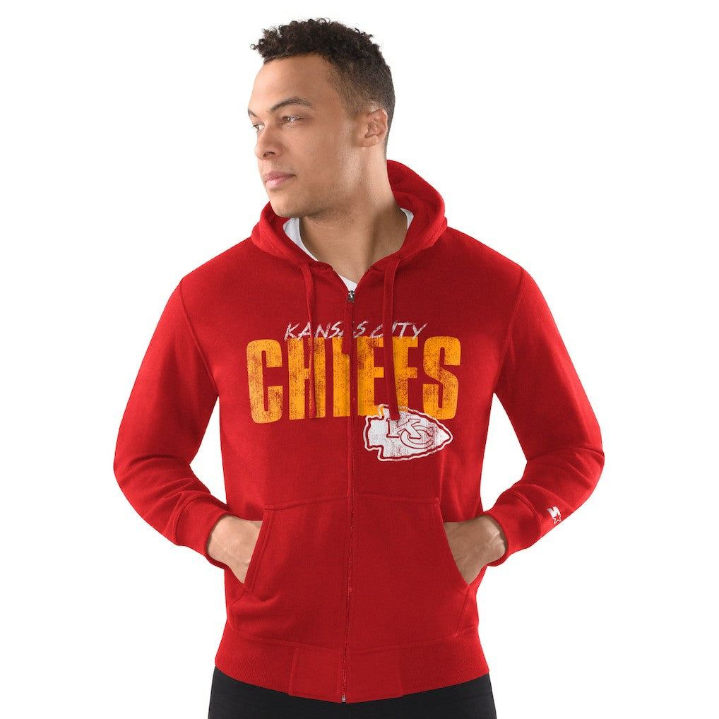 Kansas City Chiefs Starter Distressed Classic Full-Zip Hoodie - Red Hoodies